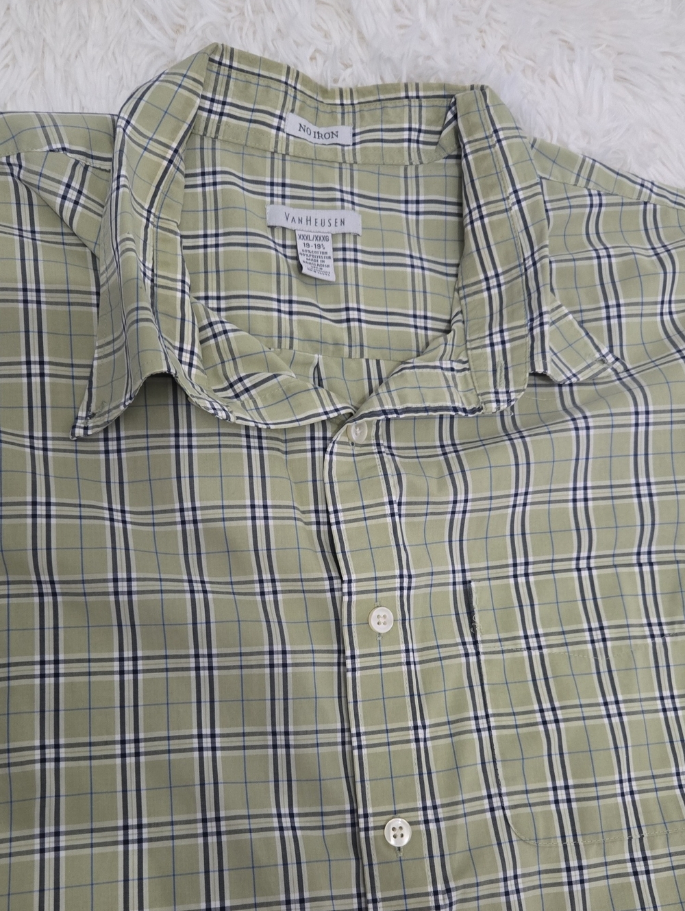 Van Heusen Men's Green Plaid Dress Shirt Size 3XL